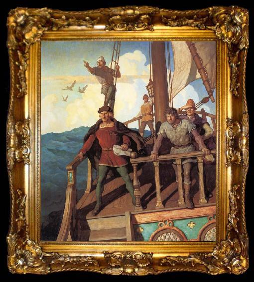 framed  NC Wyeth Columbus Sights the New World, ta009-2